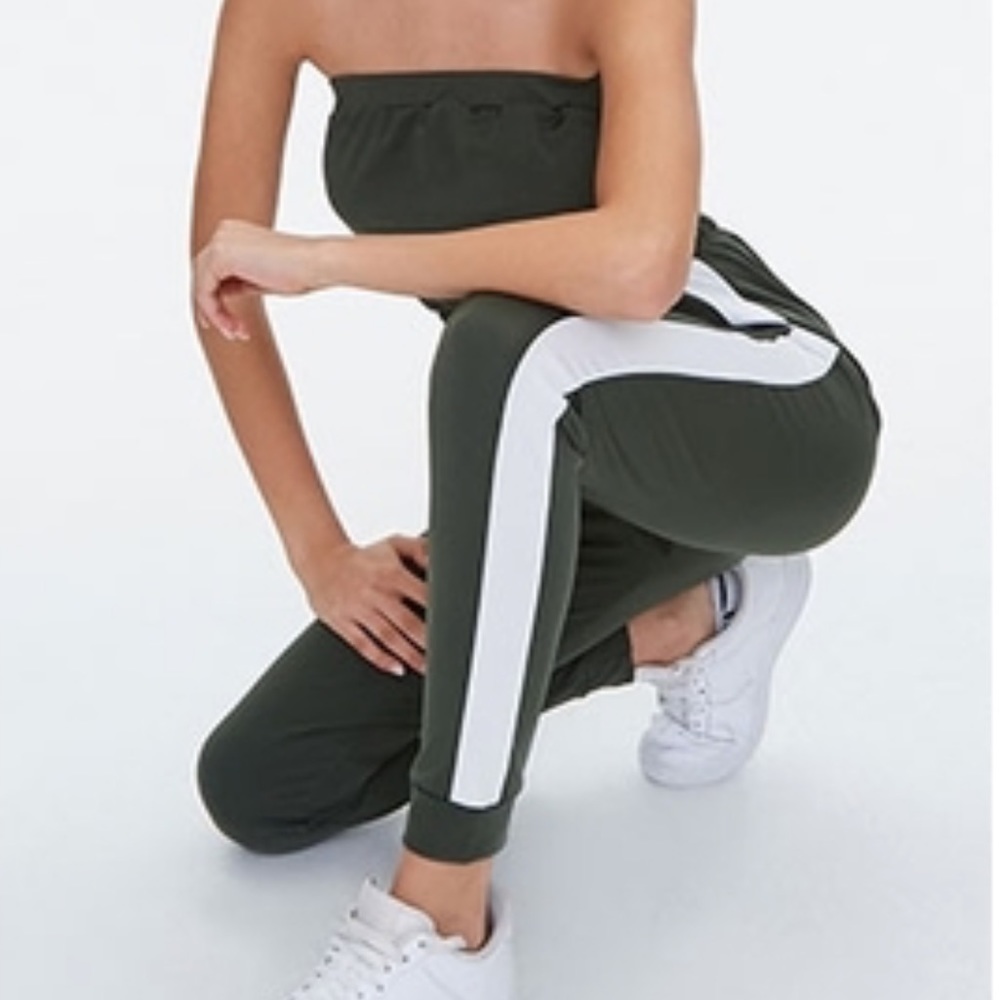 Striped tube jumpsuit